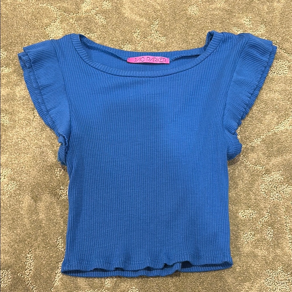 Jac Parker- Electric Blue Ribbed Crop Top